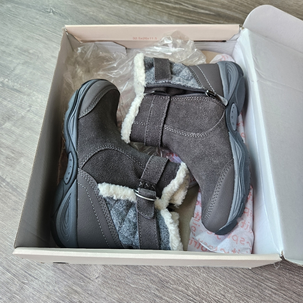 Easy Spirit Elk Suede Boots, Size 7, Dark Gray